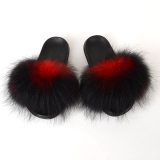 Racoon Fur Slides Woman Furry Slippers