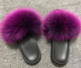 Women Real Fur Slippers Raccoon Fur Slides
