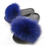 Ladies Real Fox Fur Slippers Fur Slides