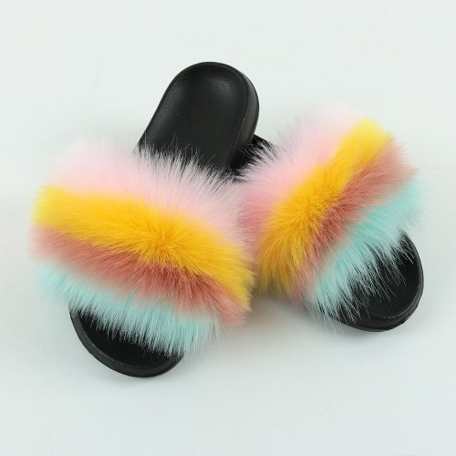 Faux Fur Slides Women Summer Home Furry Slippers