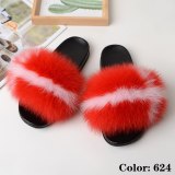 Fox Fur Slides Women Furry Slippers