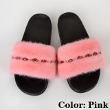Mink Fur Slides Women Slippers House Real Fur Sandals