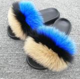 Ladies Summer Fluffy Fur Slippers Real Fox Fur Slides