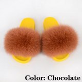 Plush Slippers Women Real Fur Slides