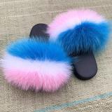 Fashion Women Real Fox Fur Slippers Lovely Fluffy Slides