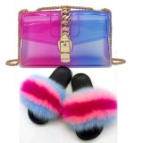 Fashion Women Fox Fur Slippers Slides 502132