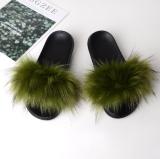 Women Colorful Fox Fur Slides Vogue Fluffy Slippers