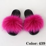 Racoon Fur Slides Woman Furry Slippers