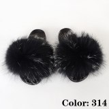 Real Fur Slides Home Fluffy Slippers