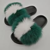 Ladies Summer Fluffy Fur Slippers Real Fox Fur Slides
