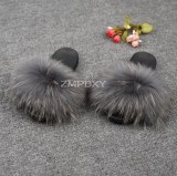 New Real Raccoon Fur Slippers Furry Slides