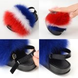 Kids Sandals Slippers Fluffy Real Fur Slides