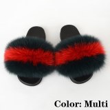 Furry Slippers Women Plush Real Fur Slides