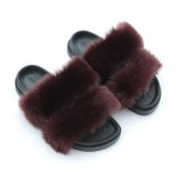 Women Faux Fur PVC Slippers Slides
