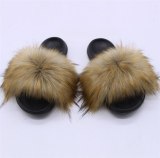 Ladies Winter Plush Slippers Fashion Imitated Fox Fur Slides