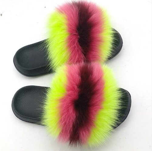 Fashion Fur Slippers Fox Fur Slides