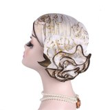 Popular Muslim Bonnet For Sleeping Gauze Gold Flower Plate Loss Turban