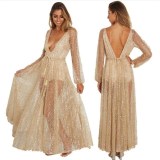 Sexy Party Gold Silver Dress Hot Drilling Sequined Women Dresses W600213