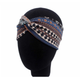 Ethnic Women Print Headbands Vintage Cross Turban Bonnets