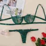 Sexy Women Lingerie Transparent Bra Low Cup Lace Underwear S593647G