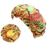 Children Printed Double Layer Turban Cap Stain Silky Big Bonnets K-1526