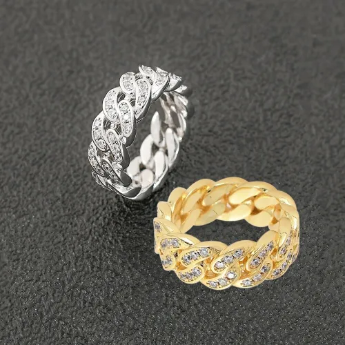 Hip Hop Pave Wedding Party Women Baguette Finger Rings QK-500819