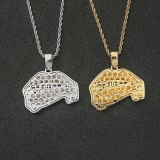 Hip Hop Claw Setting AAA+ CZ Stone Bling Iced Out Big Mouth Pendants Necklaces QK-107687