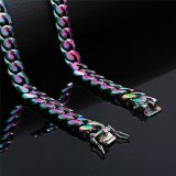 Hip Hop Trendy Colorful Stainless Steel Necklaces QK-203041