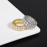 Shiny Two Row Round Engagement Finger Rings QK-500516