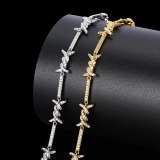 Stone Bling Iced Out Stick Tie Link Chain Necklaces QK-204051