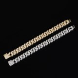 Hip Hop Paved Bling Iced Out Round Cuban Miami Link Chain Bracelets QK-301526