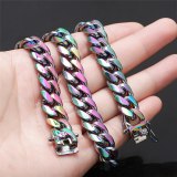 Hip Hop Trendy Colorful Stainless Steel Necklaces QK-203041