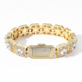 Hip Hop Claw Stone Bling Iced Out Square Tennis Link Chain Bracelets BESSL020819