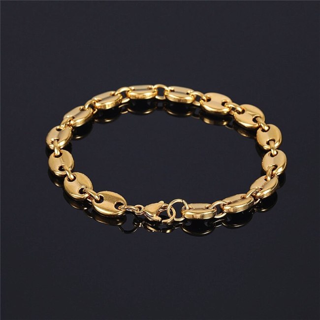 Hip Hop Fashion Men Bracelet Gold Stainless Steel Bracelets QK-300516