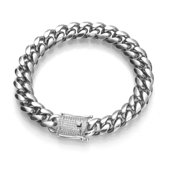 Men Hip hop Iced Out Bracelet Stainless Steel Bracelets QK-302334