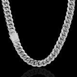 Stone Bling Iced Out Stainless Steel Round Cuban Chain Necklaces QK-205768