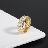 Shiny Two Row Round Engagement Finger Rings QK-500516