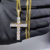 Hiphop Copper Jewelry Fully Iced Out Cross Pendant Necklaces QK-101122