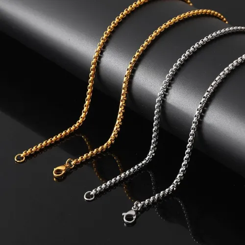 Stainless Steel /Gold /Black Color Chain Necklaces QK-800314