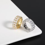 Shiny Two Row Round Engagement Finger Rings QK-500516