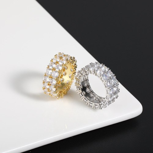 Shiny Two Row Round Engagement Finger Rings QK-500516