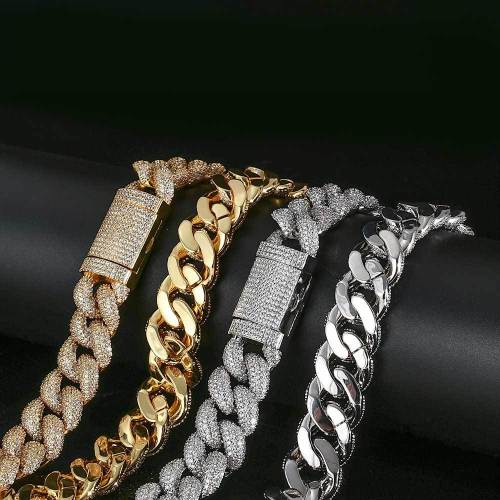 Bling Cuban Chain Hip Hop Copper Long Miami Chain Bracelet Bracelets