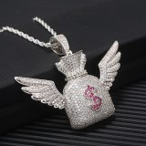 Moveon Dollar $ Symbol Purse Angel Wings Necklaces Charm Pendant QK-101627