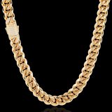 Stone Bling Iced Out Stainless Steel Round Cuban Chain Necklaces QK-205768