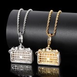 Hip Hop lced Out Paved Bling Dollar Bag Necklace Pendant QK-107485