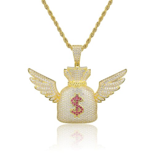 Moveon Dollar $ Symbol Purse Angel Wings Necklaces Charm Pendant QK-101627