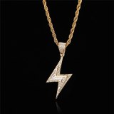 Hip Hop Lightning Pendant Gold Men&Women Necklace