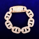 Men's Trendy Cool Hip Hop Link Copper Bling Bracelet Bracelets