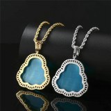 Women Gold Silver Colored Gem Necklace Pendant With Chain QK-108091