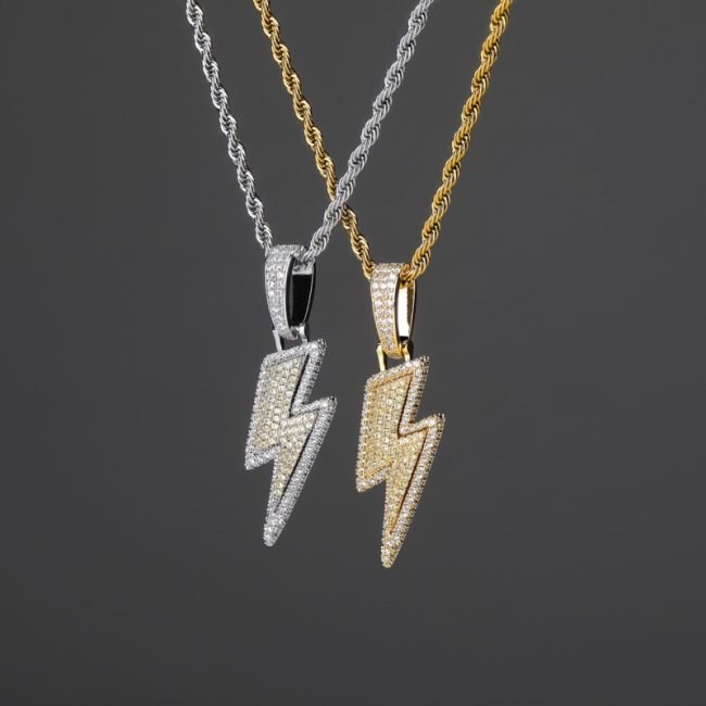 Out The Lightning Necklace & Pendant Men's Hip Hop Jewelry Gift QK-100819